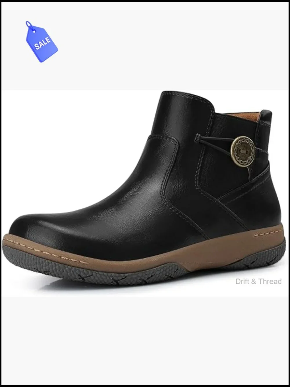 Women's Ankle Booties with Arch Support - Slip On Short Boots Square Toe